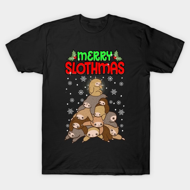 Merry Slothmas Funny Sloth Christmas Sweater T-Shirt by KsuAnn